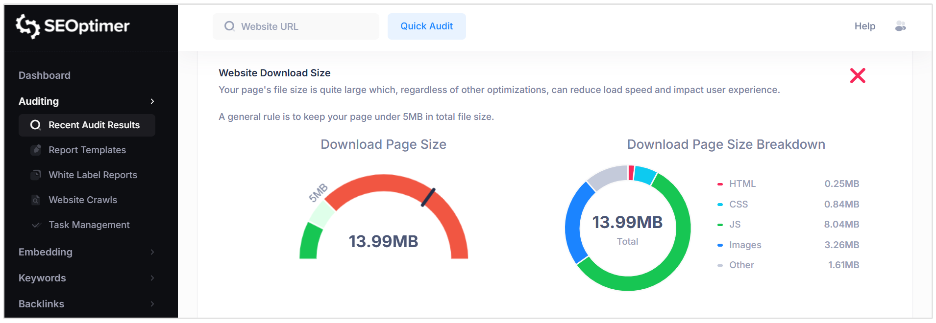Baixar tamanho da página